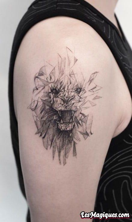 Tatouage Lion Abstrait