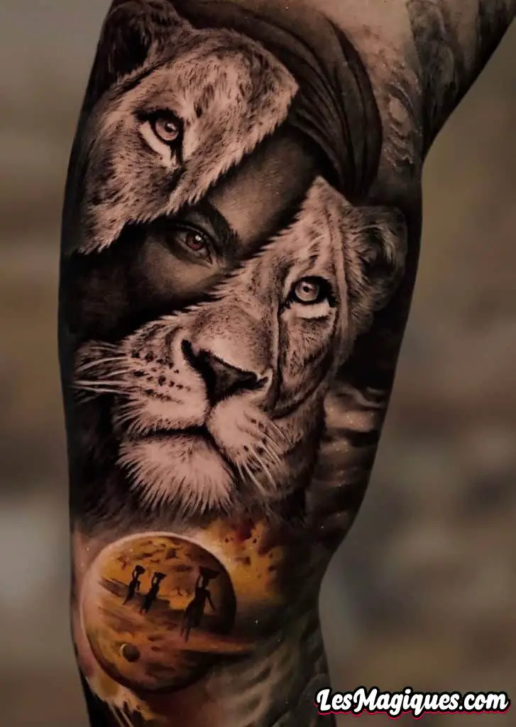 Tatouage Lion Contemporain