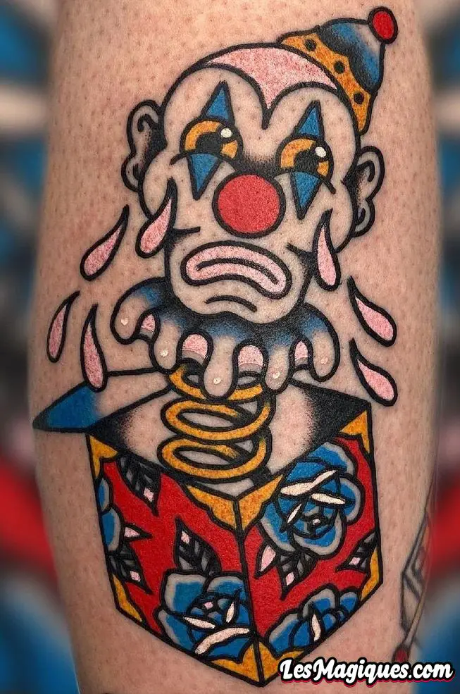 Tatouage de clown qui pleure