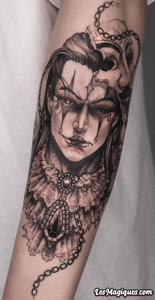 Tatouage de clown qui pleure