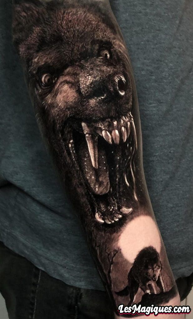 Tatouage de loup avant-bras