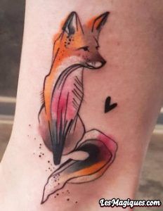 Tatouage aquarelle de renard