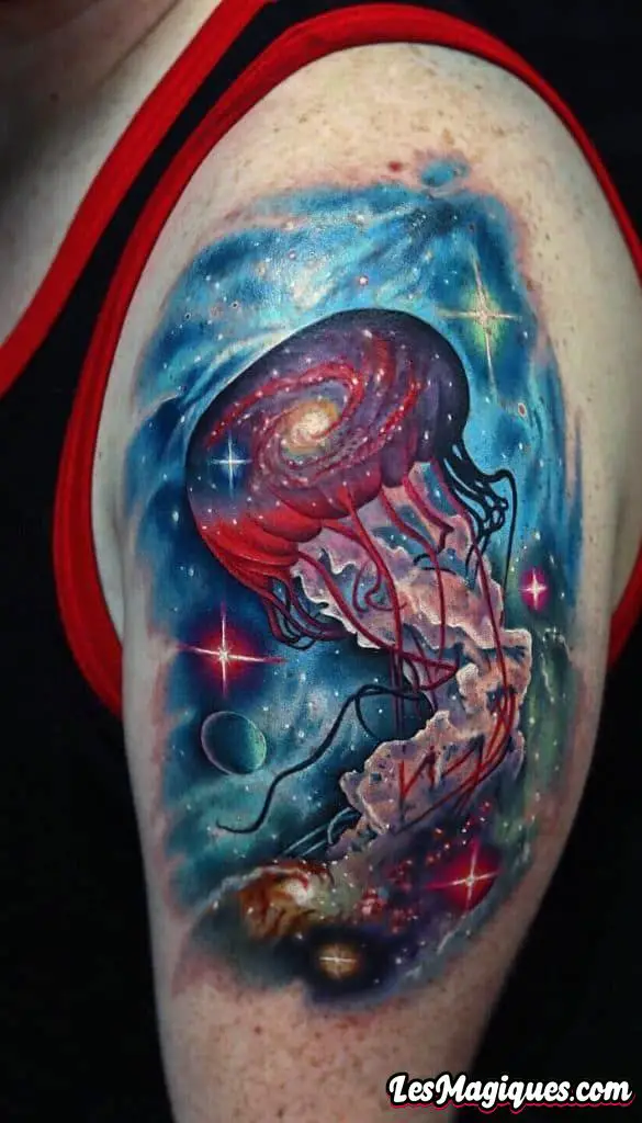 Tatouage de méduse de galaxie