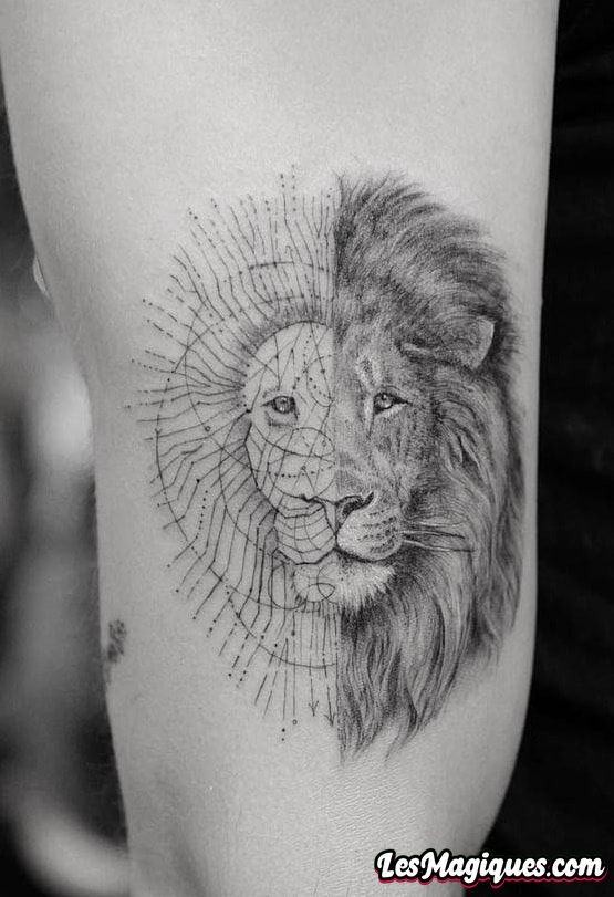 Tatouage Lion Géométrique