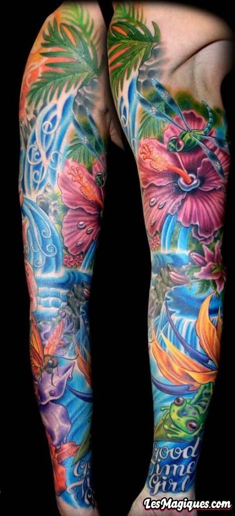 Manchon de tatouage d'hibiscus