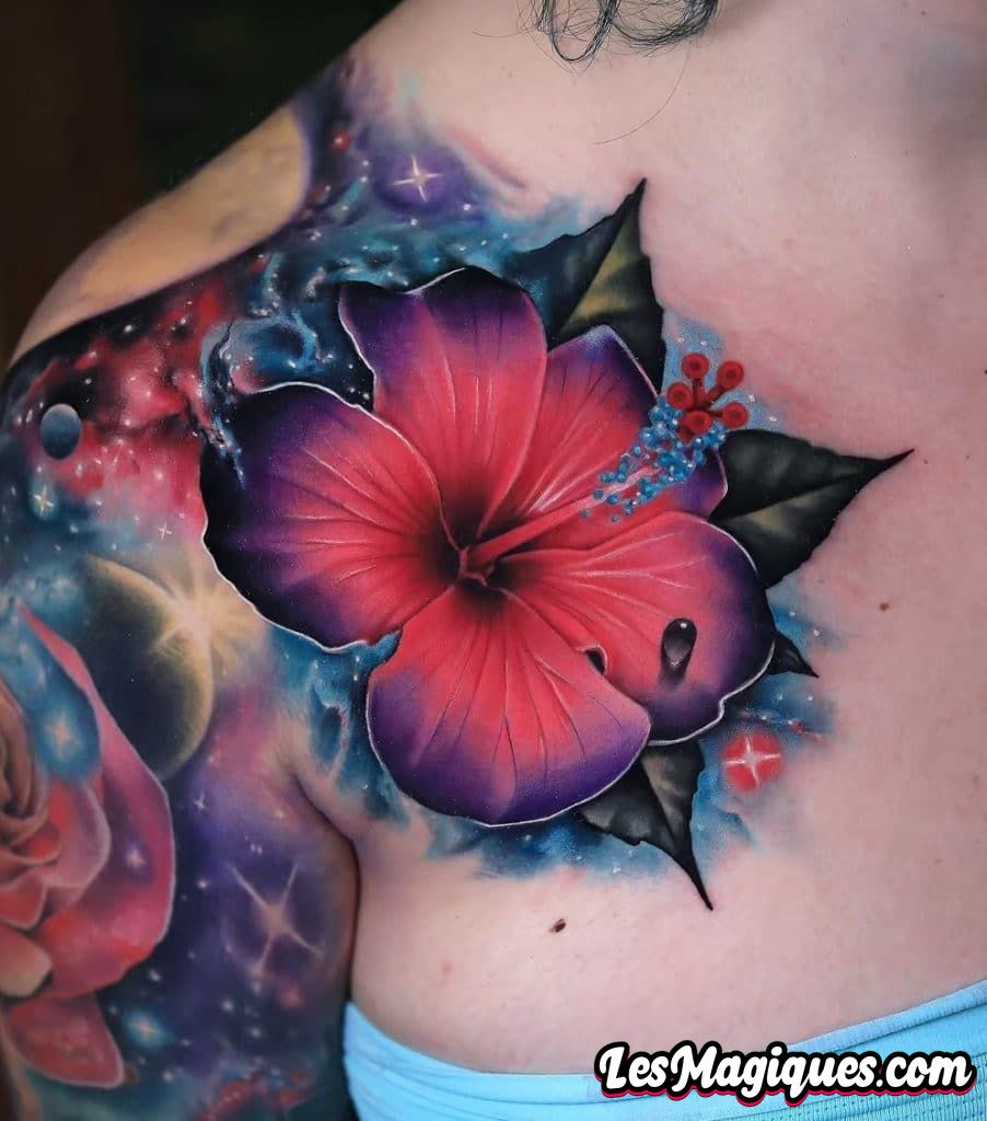 Tatouage d'hibiscus illustratif