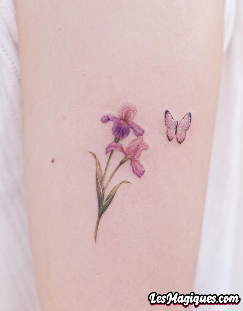 Tatouage Iris et Papillon