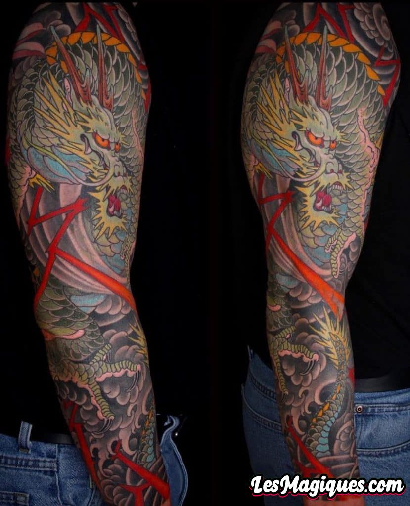 Manchon de tatouage de dragon japonais