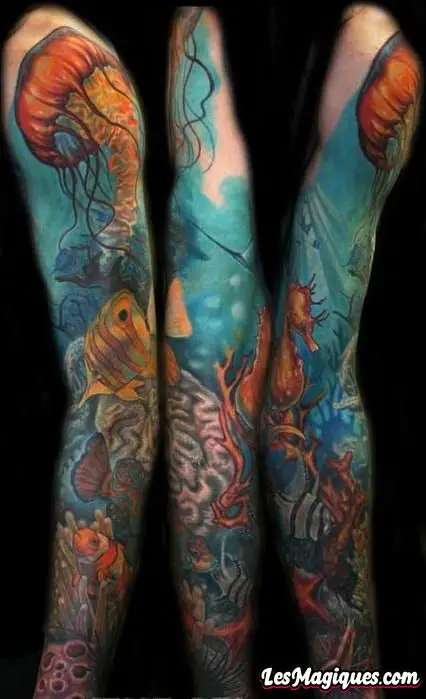 Manchon de tatouage de méduse