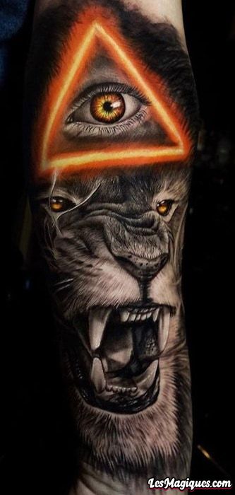 Tatouage d'avant-bras de lion