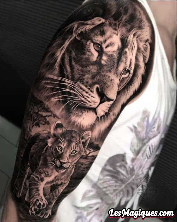 Tatouage de lion sur le bras