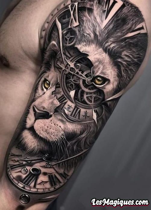 Tatouage de lion sur le bras