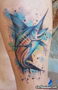 Tatouage aquarelle de marlin