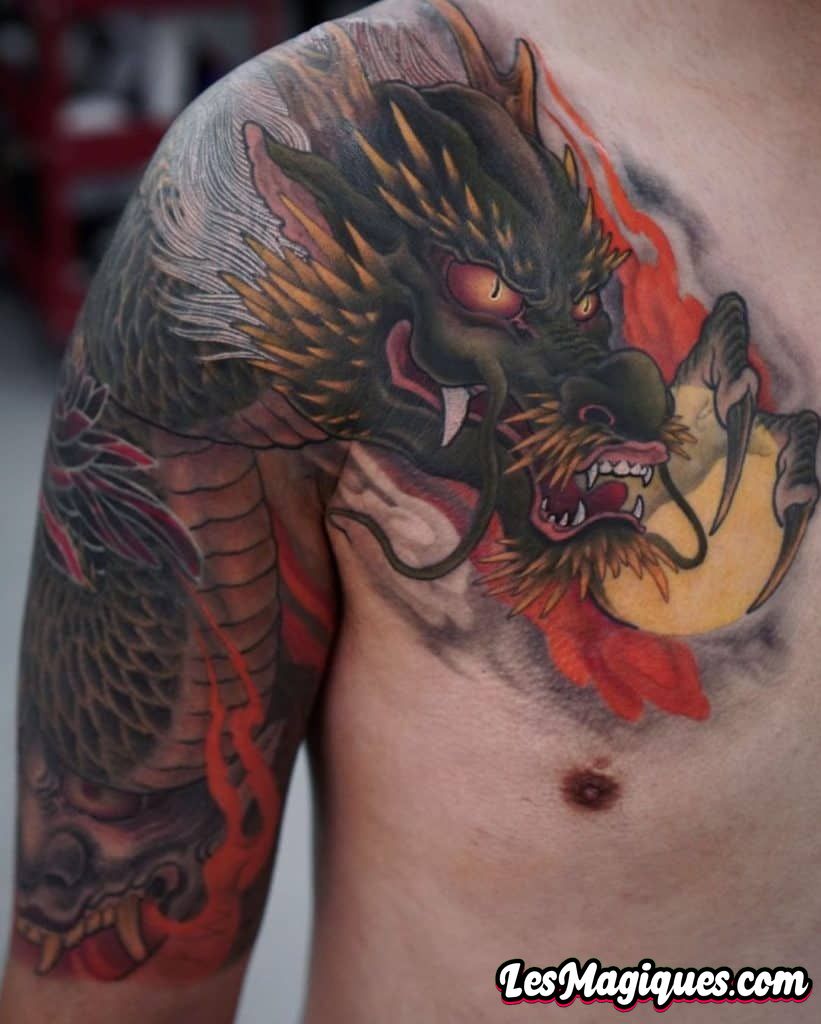 Tatouage de dragon néo-japonais