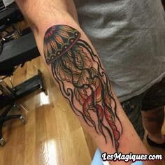 Tatouage méduse néo-traditionnel
