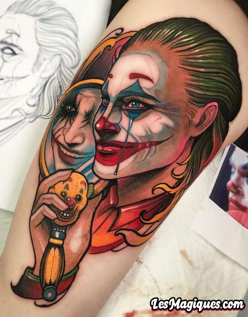 Tatouage Joker néo-traditionnel