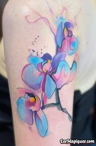 Tatouage Aquarelle Orchidée