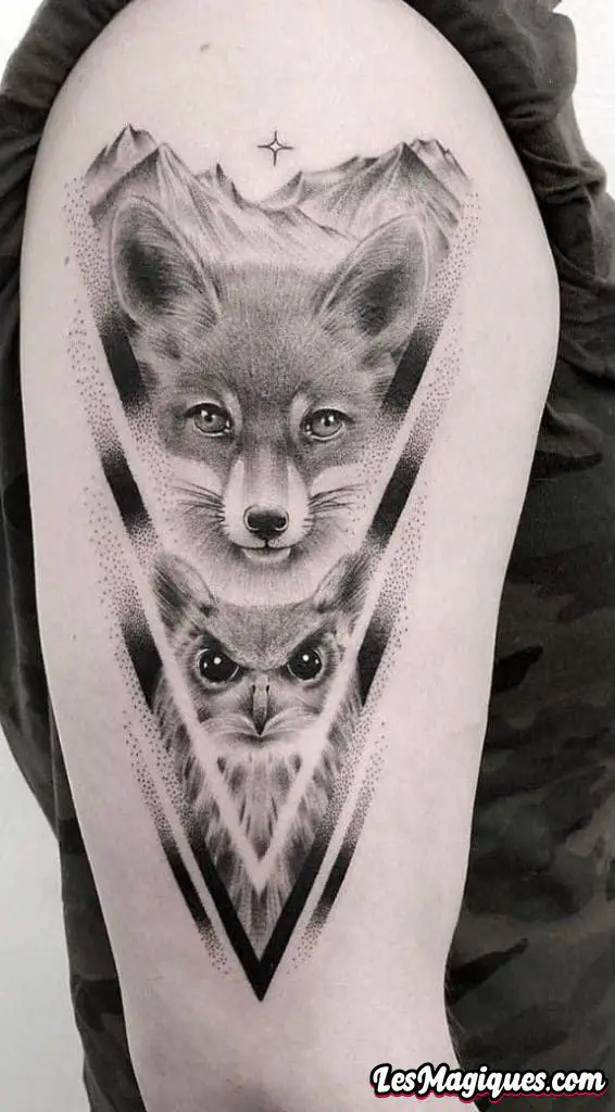 Hibou et tatouage de renard