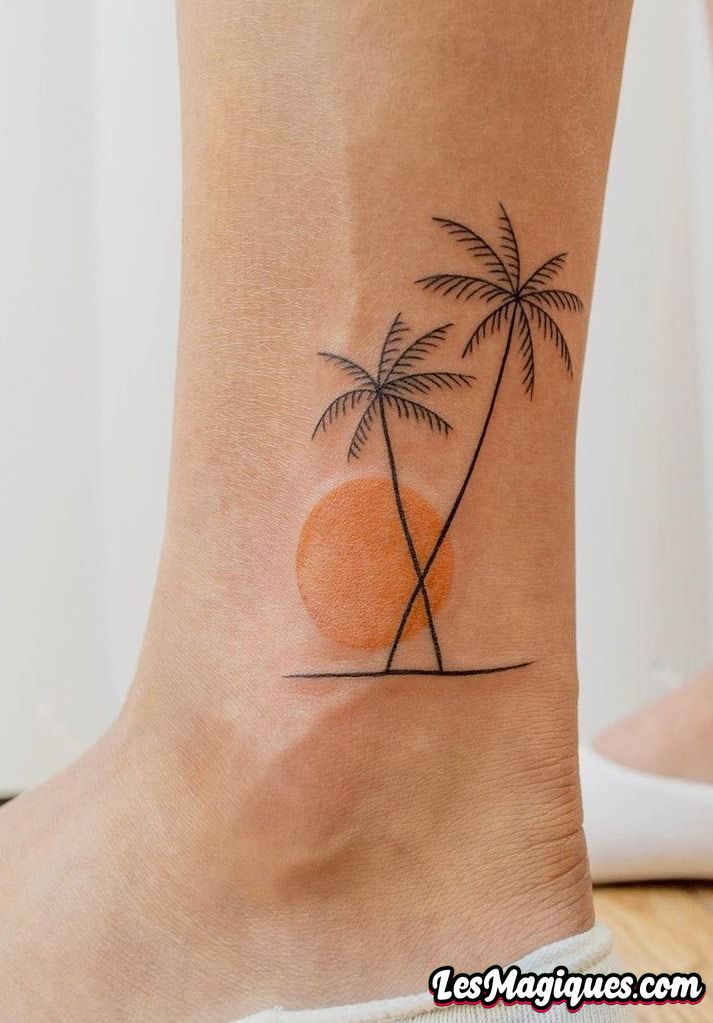 Tatouage de silhouette de palmier