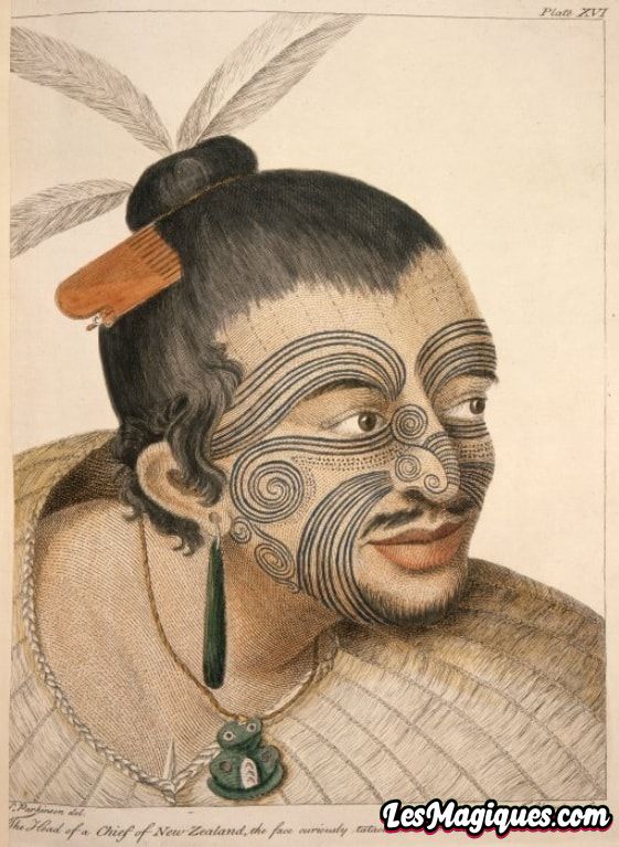 Portrait d'un homme maori avec un tatouage de visage maori