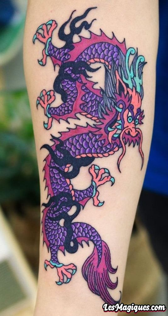 Tatouage Dragon Violet
