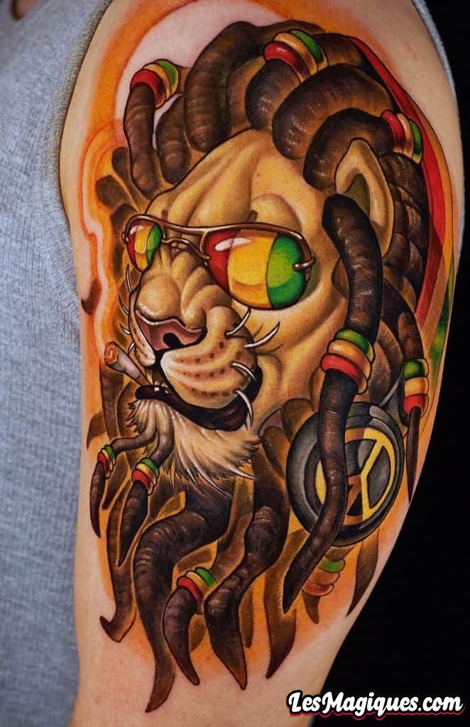Tatouage Lion Rastafari