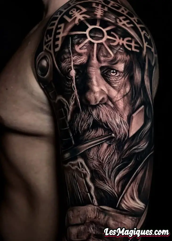 Tatouage Odin Réaliste