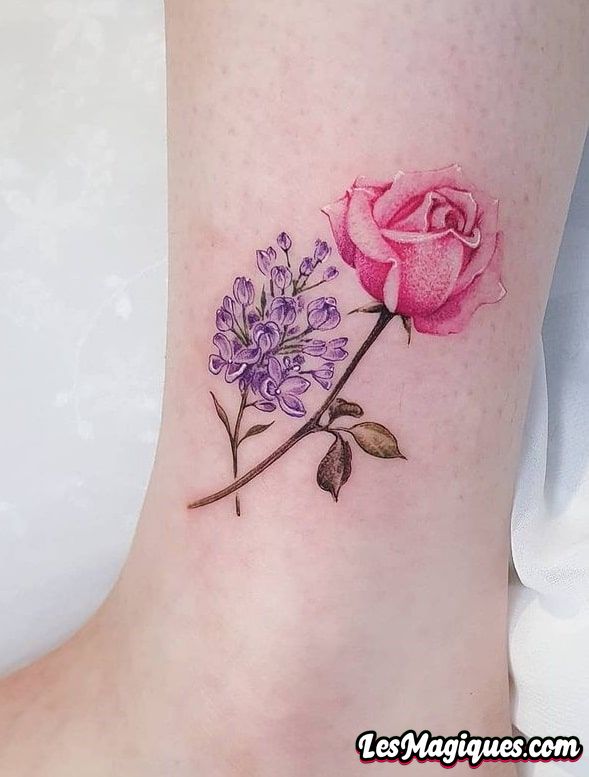 Tatouage rose et tatouage lilas