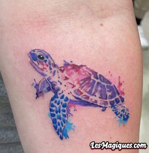 Tatouage aquarelle de tortue de mer