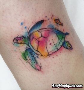 Tatouage aquarelle de tortue de mer