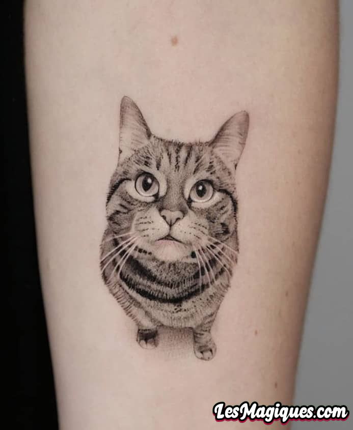 Tatouage de chat à une aiguille