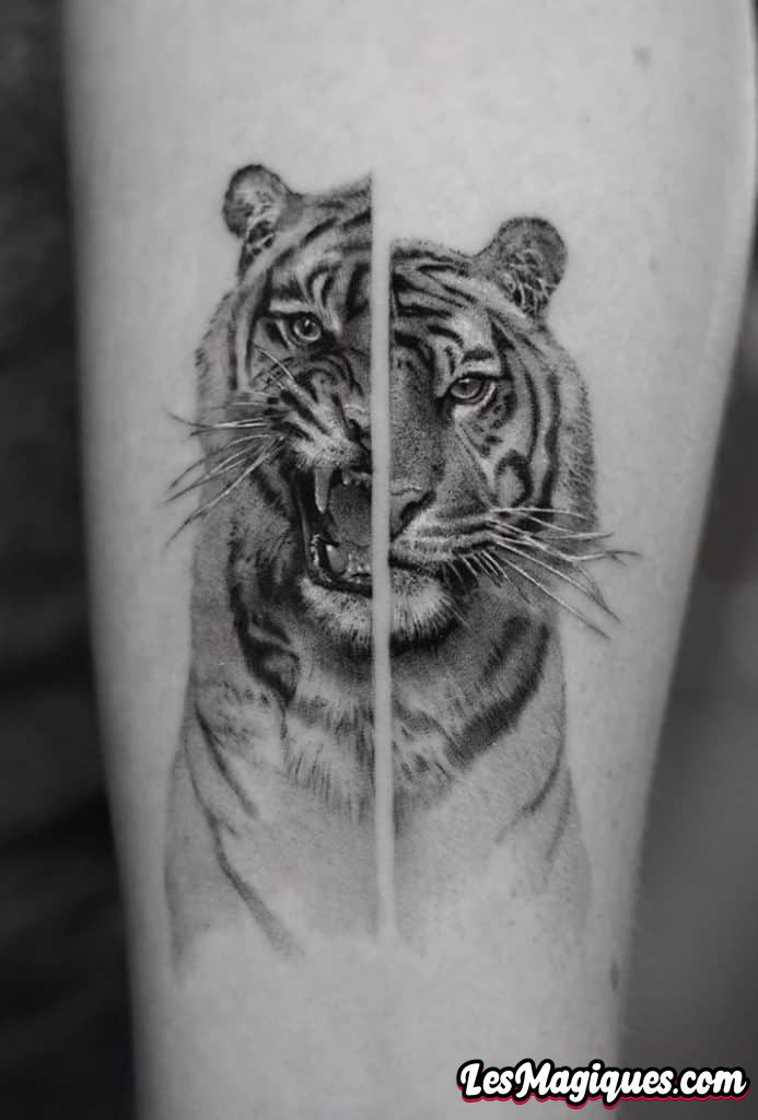 Tatouage de tigre à une aiguille