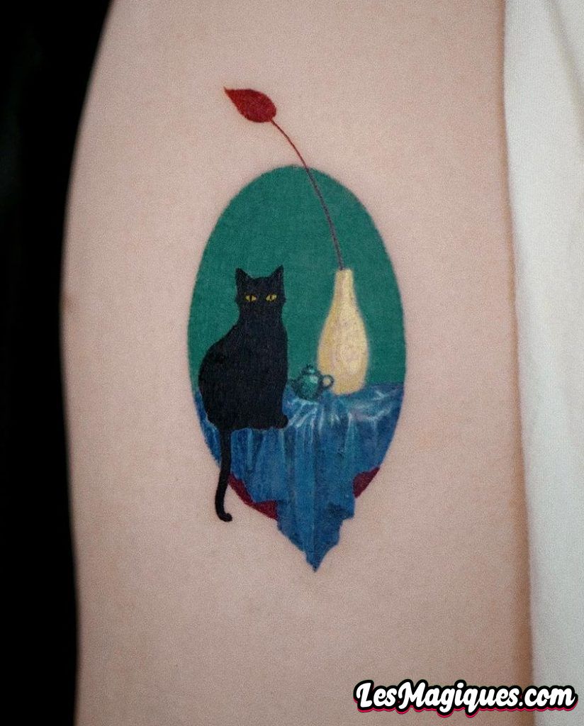 Petit tatouage de chat noir