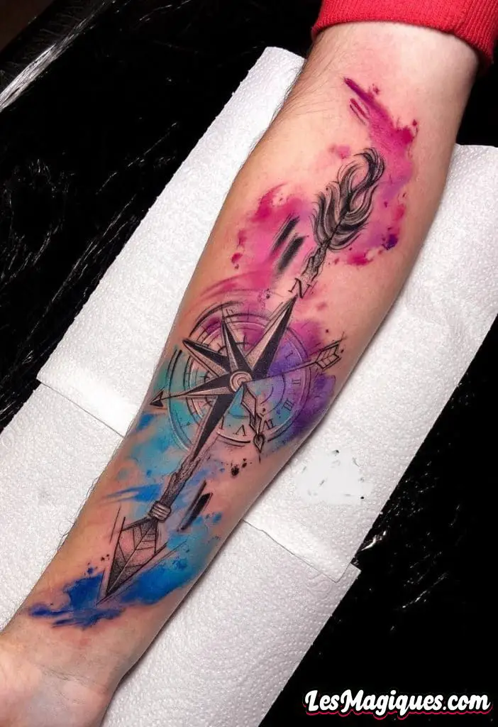 Tatouage Flèche Aquarelle