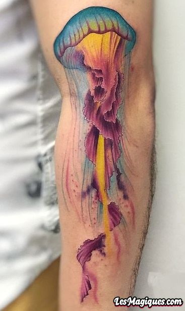 Tatouage de méduse aquarelle