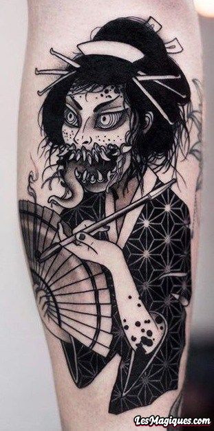 Tatouage de geisha zombie